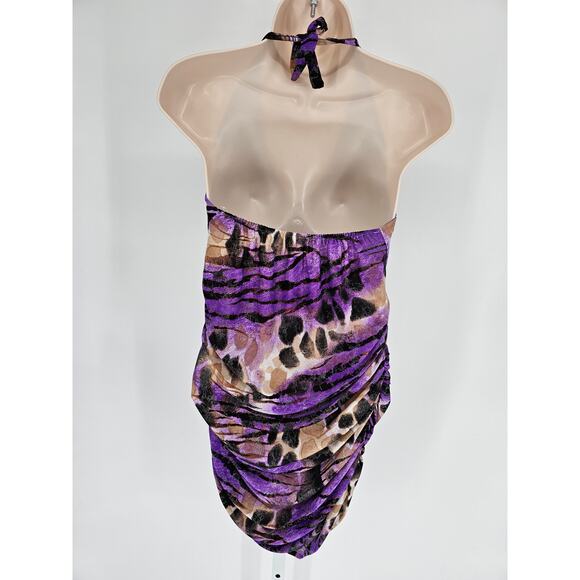 Vintage Y2K Daniela Womens Sz M Halter Mini Dress Party Clubbing Dancing Glitter - Picture 3 of 4